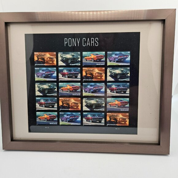 Pony‎ Car Stamps 8”x10” Frame Muscle Cars Mustang Challenger Camaro Cougar USPS - Picture 1 of 6